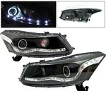 2010 Honda Accord Sedan Black Projector Headlights CCFL Halo LED