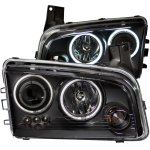 2007 Dodge Charger Black Projector Headlights with CCFL Halo