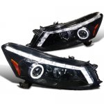2009 Honda Accord Sedan Halo Projector Headlights LED DRL Smoked