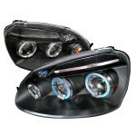VW Rabbit 2006-2009 Black Dual Halo Projector Headlights with LED