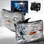 2007 Chevy Silverado 3500HD Clear Halo Projector Headlights with LED Eyebrow