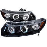 Honda Civic Coupe 2006-2011 JDM Black Dual Halo Projector Headlights with LED