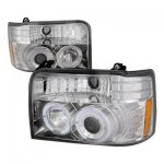 1995 Ford F150 Clear Dual Halo Projector Headlights
