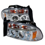 Dodge Durango 1998-2003 Clear Dual Halo Projector Headlights with LED