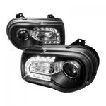 2008 Chrysler 300C Projector Headlights LED DRL Black