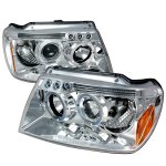 2003 Jeep Grand Cherokee Clear Dual Halo Projector Headlights with LED