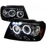 2004 Jeep Grand Cherokee Smoked Halo Projector Headlights LED
