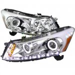 2009 Honda Accord Sedan Clear Projector Headlights Halo LED DRL