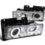 GMC Suburban 1992-1999 Clear Projector Headlights with Halo and LED