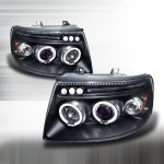 2003 Ford Expedition Black Dual Halo Projector Headlights with LED