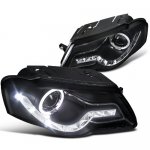 2008 VW Passat Black Projector Headlights Halo LED DRL