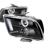 2009 Ford Mustang Black Halo Projector Headlights with LED Daytime Running Lights