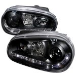 2002 VW Golf Black Projector Headlights with LED Daytime Running Lights