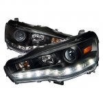 Mitsubishi Lancer 2008-2012 Black Projector Headlights LED DRL