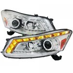 2009 Honda Accord Sedan Halo Projector Headlights LED DRL Chrome