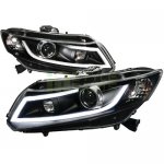 2012 Honda Civic Black Projector Headlights LED DRL Bar