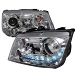 VW Jetta 1999-2004 Clear Projector Headlights with LED Daytime Running Lights