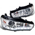 Mitsubishi Lancer 2008-2012 Chrome Projector Headlights LED DRL