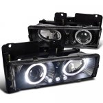 Chevy Silverado 1994-1998 Black Projector Headlights with Halo and LED