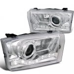 2002 Ford Excursion Chrome Projector Headlights LED DRL