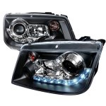 VW Jetta 1999-2004 Black Projector Headlights with LED Daytime Running Lights