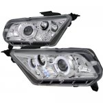 Ford Mustang 2010-2013 Clear Dual Halo Projector Headlights with LED