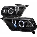 Ford Mustang 2010-2013 Black Dual Halo Projector Headlights with LED