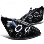 2001 Ford Focus Smoked Halo Projector Headlights with LED