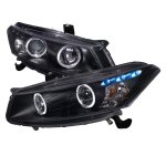 Honda Accord Coupe 2008-2012 Black Halo Projector Headlights with LED