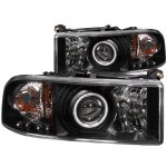 Dodge Ram 2500 1994-2001 Black Projector Headlights with CCFL Halo and LED