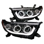 2012 Toyota Highlander Projector Headlights Black CCFL Halo LED Bar