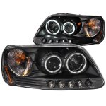 Ford F150 1997-2003 Black Projector Headlights with CCFL Halo and LED