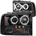 Ford F250 Super Duty 2005-2007 Black Projector Headlights with CCFL Halo and LED