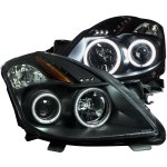 2008 Nissan Altima Coupe Black Projector Headlights LED Halo