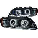 2001 BMW X5 Projector Headlights Black Halo LED DRL
