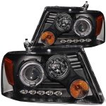 Ford F150 2004-2008 Black Projector Headlights with Dual Halo and LED