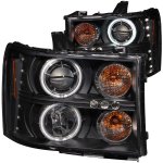 GMC Sierra 3500HD 2007-2013 Black Projector Headlights with CCFL Halo and LED