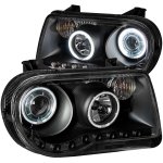 2006 Chrysler 300C Black Projector Headlights with CCFL Halo and LED