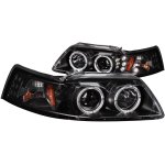 Ford Mustang 1999-2004 Projector Headlights Black Halo LED