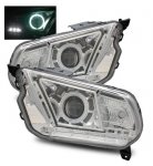 Ford Mustang 2010-2012 Projector Headlights Chrome CCFL Halo LED