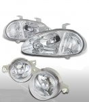 Honda Del Sol 1993-1995 Clear Euro Headlights and Fog Lights Set