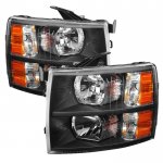Chevy Silverado 2007-2013 Black Crystal Headlights