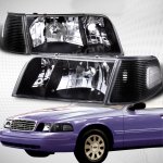 1999 Ford Crown Victoria Black Euro Headlights