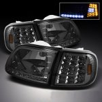 2002 Ford F150 Smoked Euro Headlights and LED Corner Lights Set