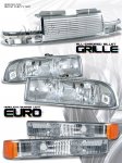 1999 Chevy S10 Chrome Billet Grille and Clear Euro Headlights Set