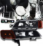 1995 Honda Accord Black Euro Headlights and Smoked Corner Lights Set