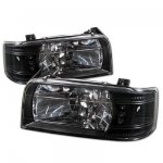 Ford F250 1992-1996 Black Euro Headlights with LED