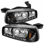 2009 Dodge Charger Black Euro Headlights with LED