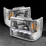 1993 Jeep Grand Cherokee Clear Euro Headlights with LED