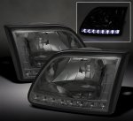 Ford Expedition 1997-2002 Smoked Euro Headlights with LED DRL